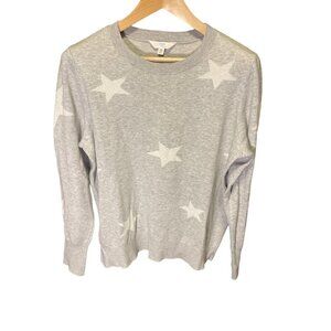 Time and Tru Gray Long Sleeve Knit White Stars Crewneck Sweater Sz XXL